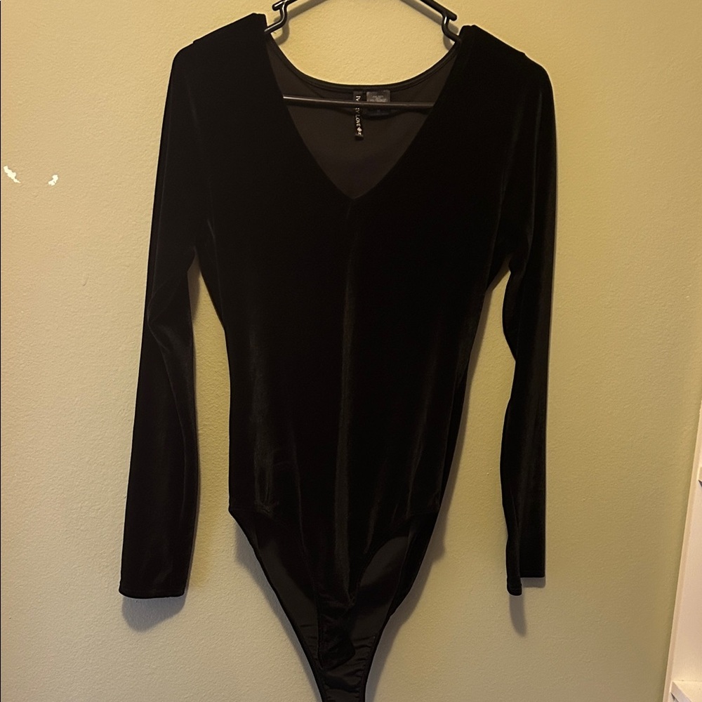 Elegant Black Velvet Bodysuit